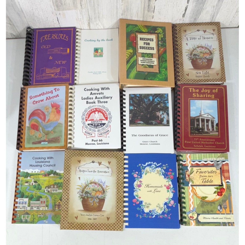 Louisiana Cookbook Lot 12 Comb Spiral Bound Church Community‎ Organization 2000s